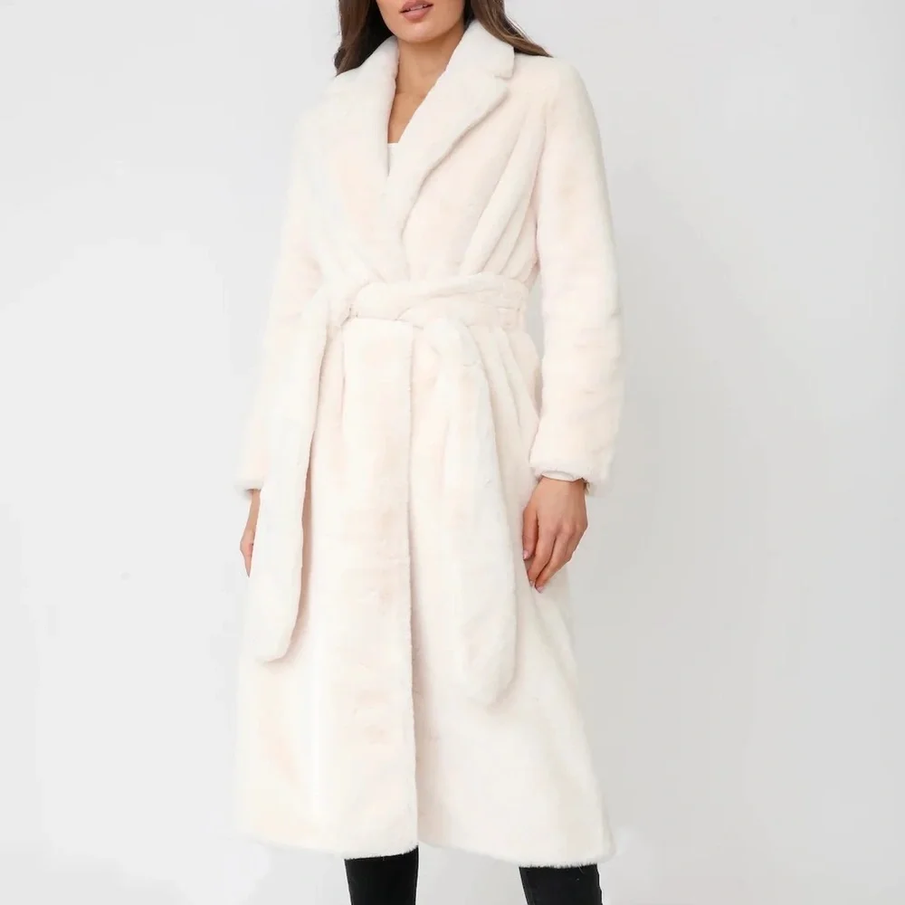 Elegant Cream Long Coat - Picture 5 of 5
